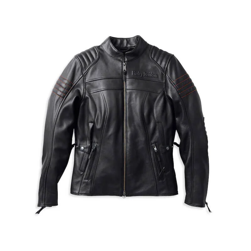 Harley-Davidson® Women’s Heather Avenue Triple Vent System™ Leather Jacket Fleece Fabric Down Fabric Feather Fabric