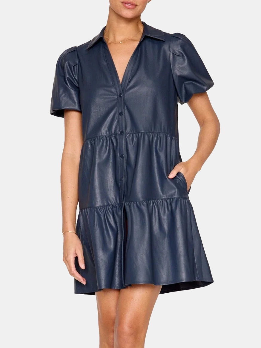 Havana Vegan Leather Mini Dress Elegant Lace Mini Dress