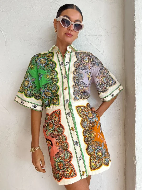 Japanese Style Shirt  Slim Mini Dress Trendy Wraparound Mini Dress