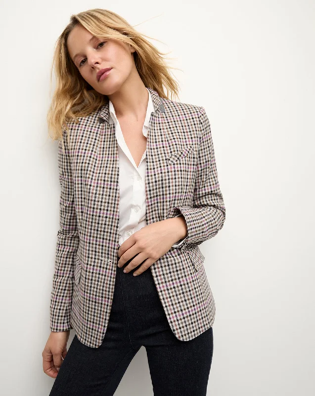 Katie Plaid Dickey Jacket Satin Jacket Silk Jacket Chiffon Jacket