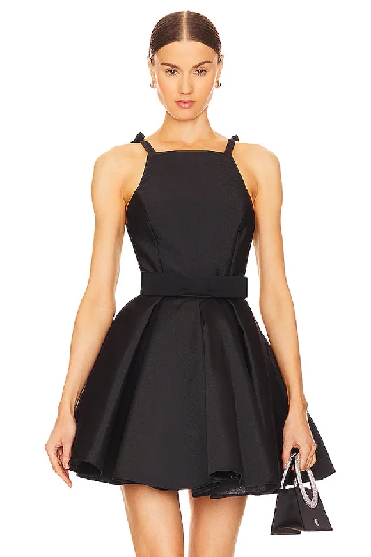 Kayce Tie-Shoulder Black Mini Dress Classic Striped Mini Dress
