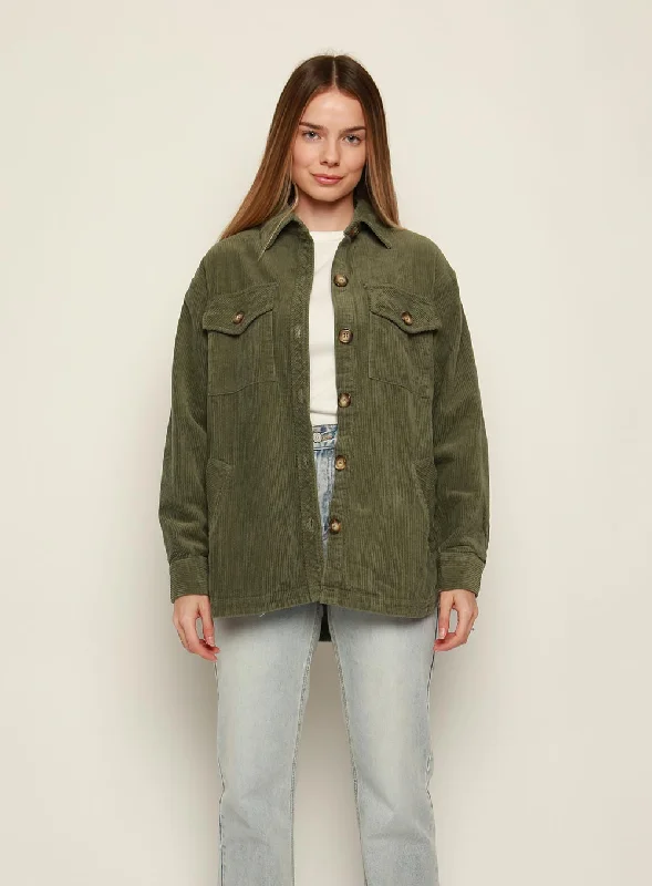 Keiren Cord Jacket-MOSS Welt Pockets Slit Pockets Flap Pockets