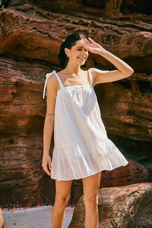 Laleigh White Mini Dress Comfortable Fit-and-Flare Mini Dress