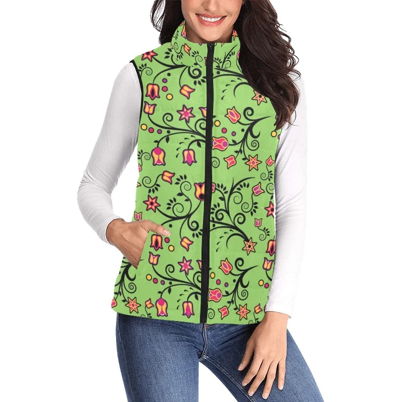 LightGreen Yellow Star Women's Padded Vest Jacket Faux Fur Jacket Real Fur Jacket Shearling Jacket