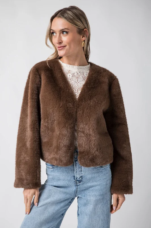 Lucy Paris Plaza Faux Fur Jacket Satin Fabric Silk Fabric Chiffon Fabric