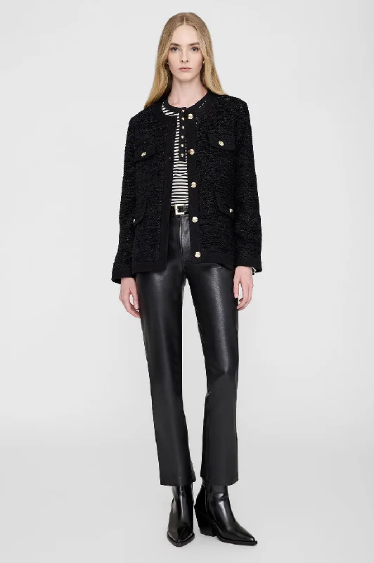 Lydia Jacket - Black Shine Toggled Jacket Drawstring Jacket Belted Jacket