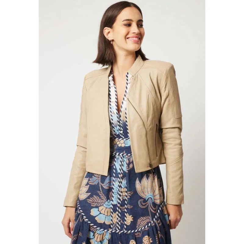Lyra  Leather Jacket | Oatmeal Satin Jacket Silk Jacket Chiffon Jacket