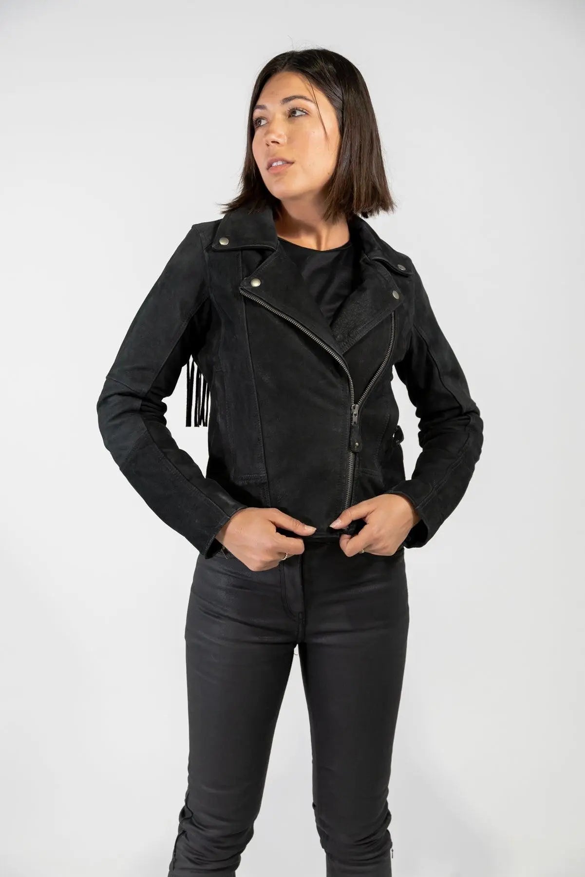 Merla Moto "Festival Fringe" Leather jacket Hoodie Zip-Up Jacket Button-Up Jacket