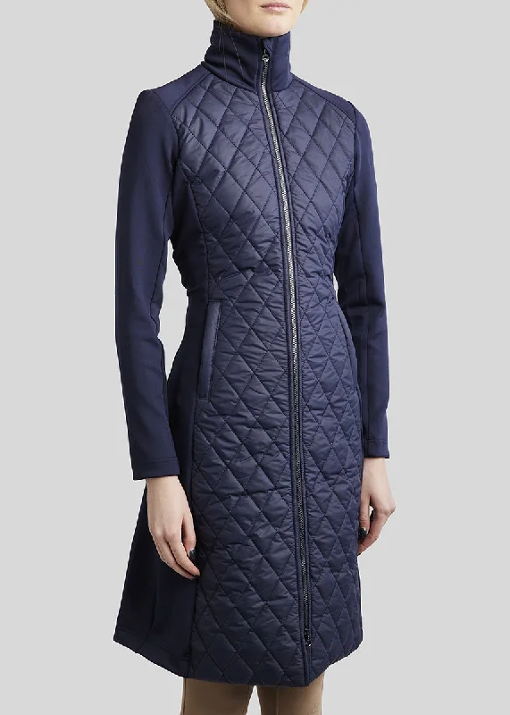 MoQuinn Quilted Hybrid Long Jacket - Navy Striped Jacket Polka Dot Jacket Floral Jacket