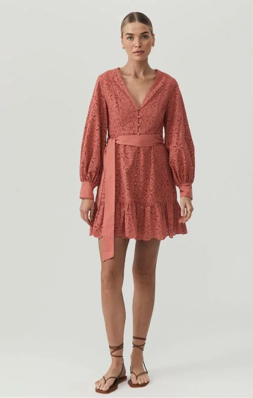 MOS - Sara Lace Mini Dress - Sangria Classic Floral Print Mini Dress