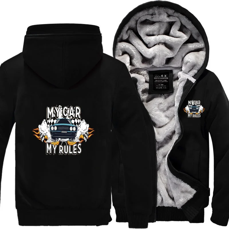 My Car My Rules Jackets A-Line Jacket Boat Neck Shawl Collar