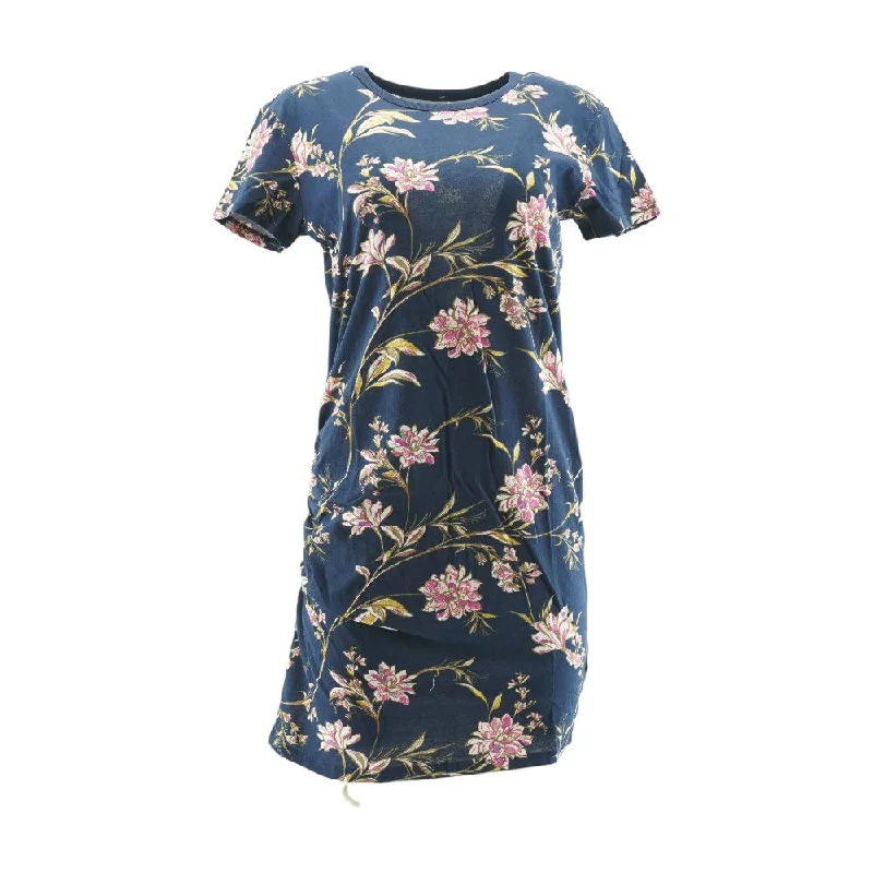 Navy Floral Mini Dress Comfortable Off-Shoulder Mini Dress