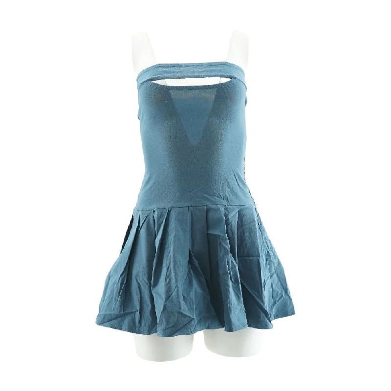Navy Solid Mini Dress Fashionable Off-Shoulder Mini Dress