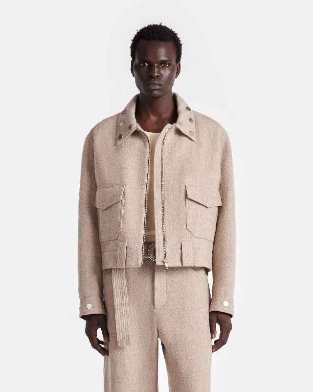 Rafal - Studded Slub-Wool Jacket - Taupe Melange Plaid Jacket Tartan Jacket Houndstooth Jacket Rafal - Studded Slub-Wool Jacket - Taupe Melange Plaid Jacket Tartan Jacket Houndstooth Jacket