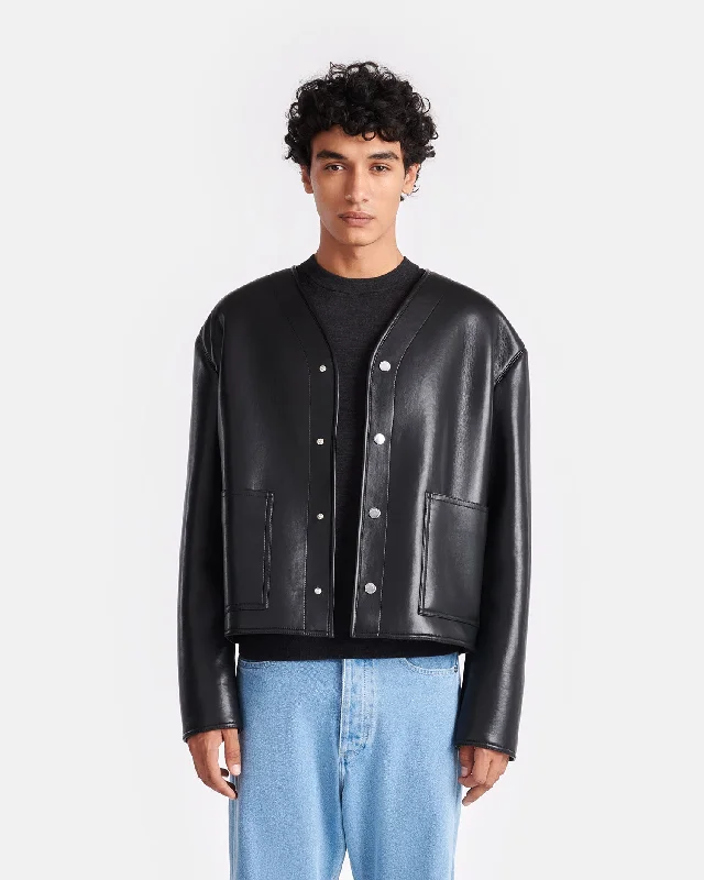 Vico - Bonded Shearling Jacket - Black Brown Snapped Jacket Toggled Jacket Drawstring Jacket Vico - Bonded Shearling Jacket - Black Brown Snapped Jacket Toggled Jacket Drawstring Jacket