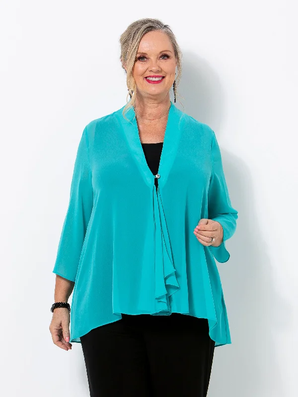Seafoam Georgette Jacket Zippered Jacket Buttoned Jacket Snapped Jacket