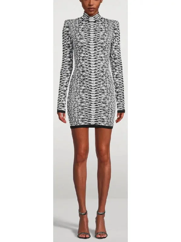 Python Textured Knit Mini Dress Elegant Tulle Mini Dress