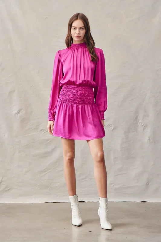 Smocked waist mini dress Fashionable Button-Front Mini Dress
