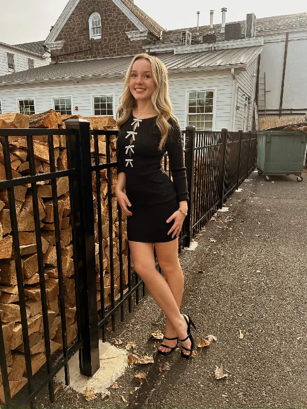 Ritzy Girl Mini Dress Black Fashionable Mini Dress with Frills
