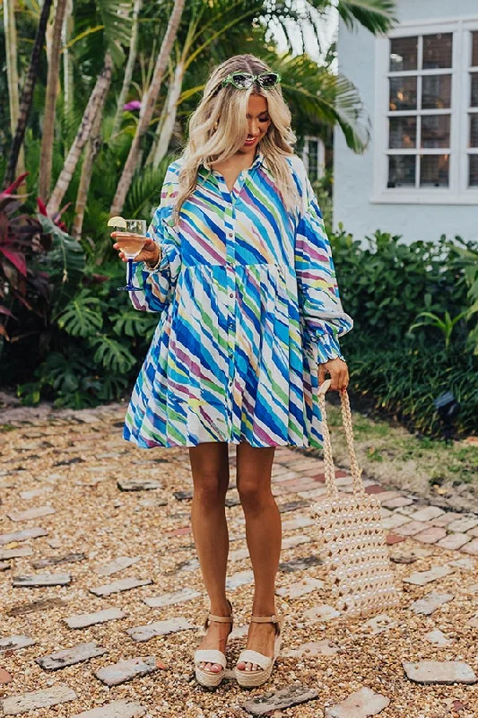 Sorbet Summer Mini Dress in Blue Cozy Wraparound Mini Dress