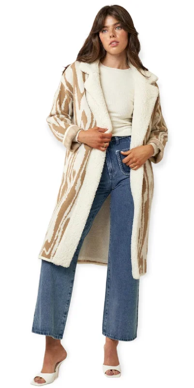 The Alexi Sherpa Coat Zebra Print Jacket Hooded Jacket Caped Jacket Shawl Collar Jacket The Alexi Sherpa Coat Zebra Print Jacket Hooded Jacket Caped Jacket Shawl Collar Jacket