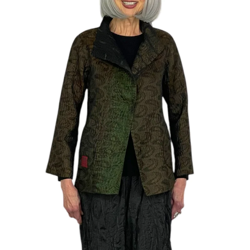 JACQUARD SHORT JACKET Toggled Jacket Drawstring Jacket Belted Jacket