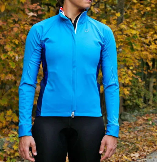 VELOCIO WOMENS JACKET HELEN WYMAN SIGNATURE MID BLUE Fleece Fabric Down Fabric Feather Fabric