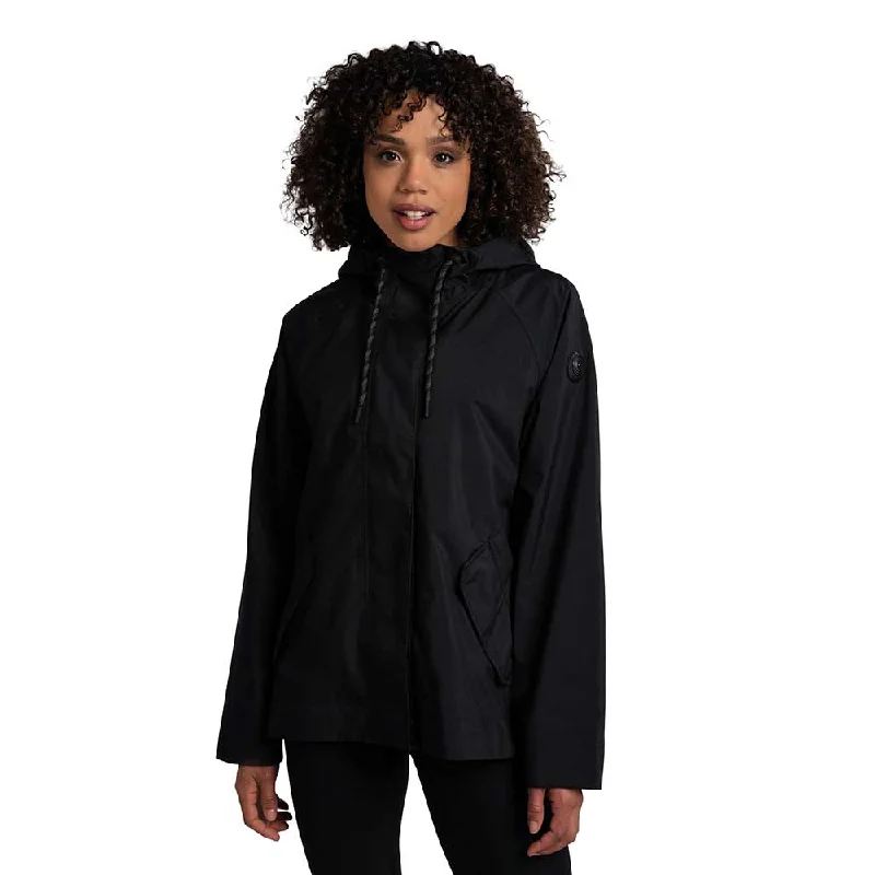 Women's Lachine Oversized Rain Jacket - Black Beauty Tiered Jacket Buttoned Jacket Zippered Jacket