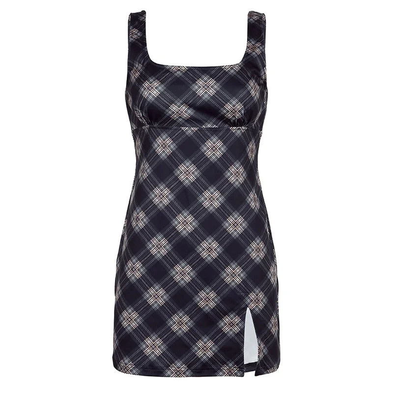 Willow Plaid Mini Dress Elegant Floral-Print Mini Dress