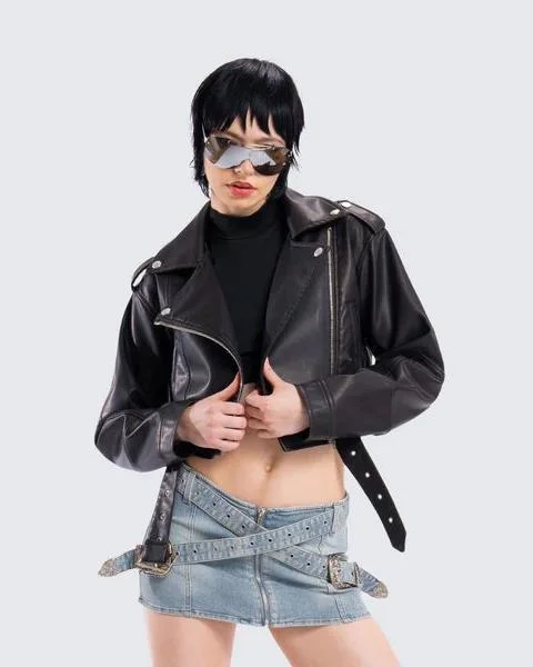 Women’s Lamb Leather Cropped Motorcycle Jacket WJ076 V-Neck Jacket Boat Neck Jacket Square Neck Jacket Women’s Lamb Leather Cropped Motorcycle Jacket WJ076 V-Neck Jacket Boat Neck Jacket Square Neck Jacket