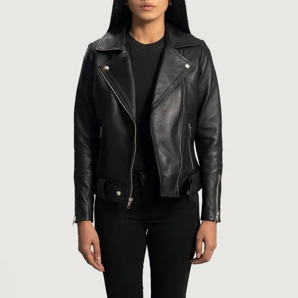 Women’s Lambskin Leather Motorcycle Jacket WJ075 Faux Fur Fabric Real Fur Fabric Shearling Fabric