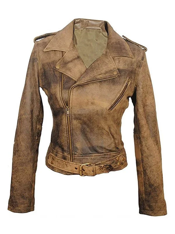 Women's Distressed Brown Vantage Leather Jacket Belted Jacket Elasticated Jacket Padded Jacket Women's Distressed Brown Vantage Leather Jacket Belted Jacket Elasticated Jacket Padded Jacket