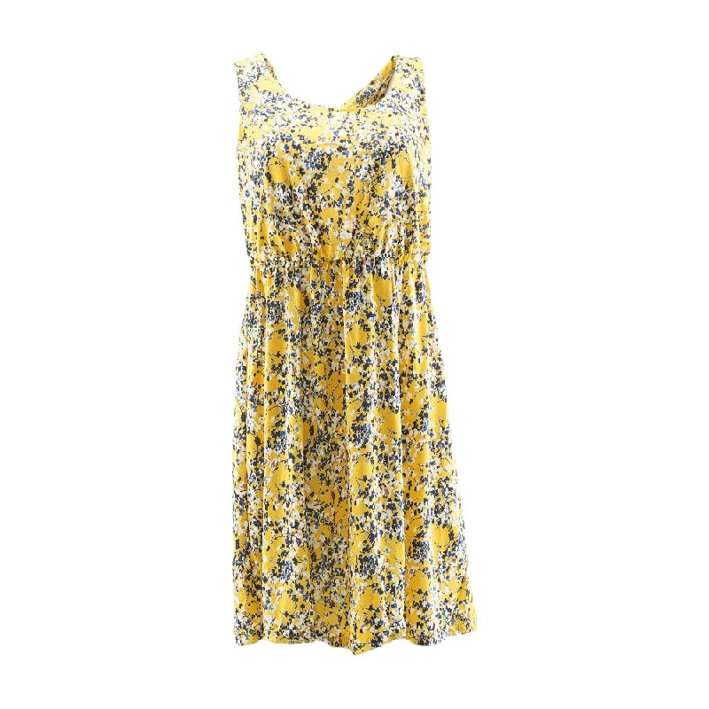 Yellow Floral Mini Dress Elegant Silk Mini Dress
