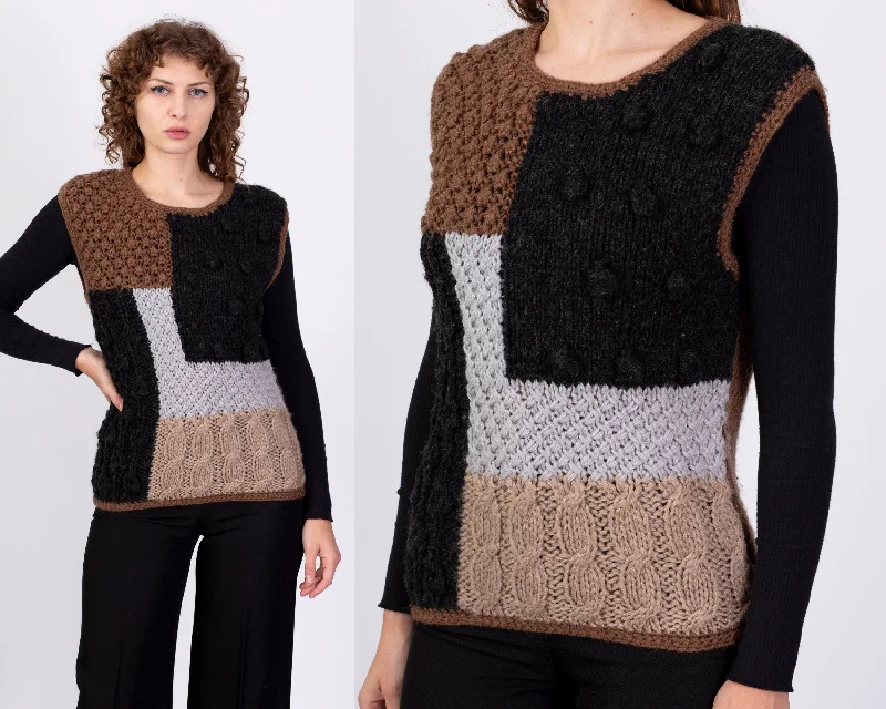 80s Cable Knit Grunge Sweater Vest - Medium Chenille Fabric Brocade Fabric Lace Fabric