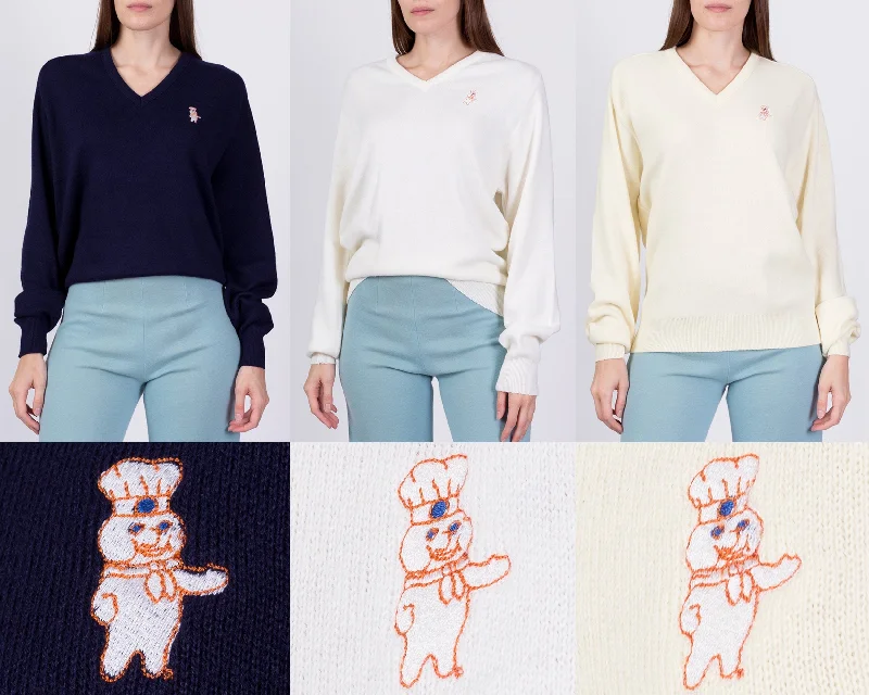 80s Pillsbury Doughboy Deadstock Sweaters - Unisex Large Mesh Sweater Canvas Denim