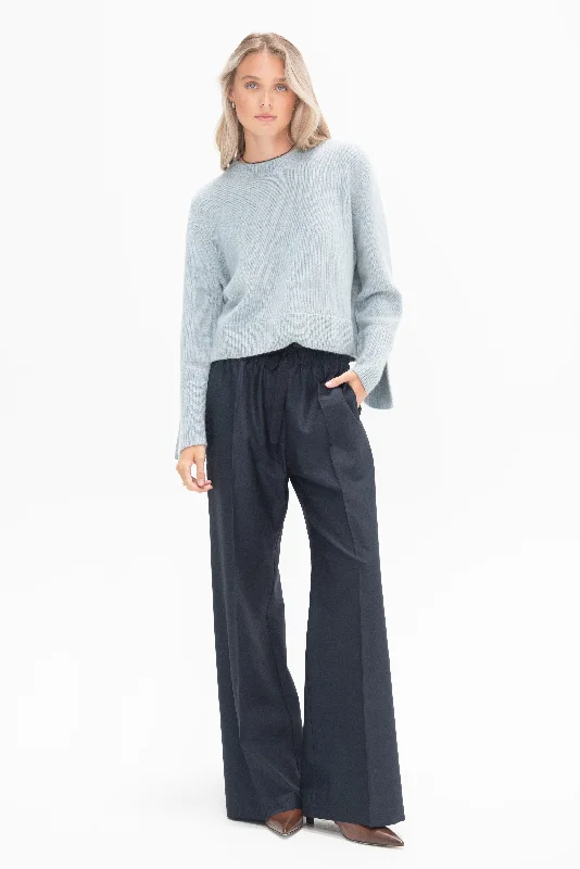 Roundneck Sweater Blue Fog Melange Lightweight Heavyweight Midweight