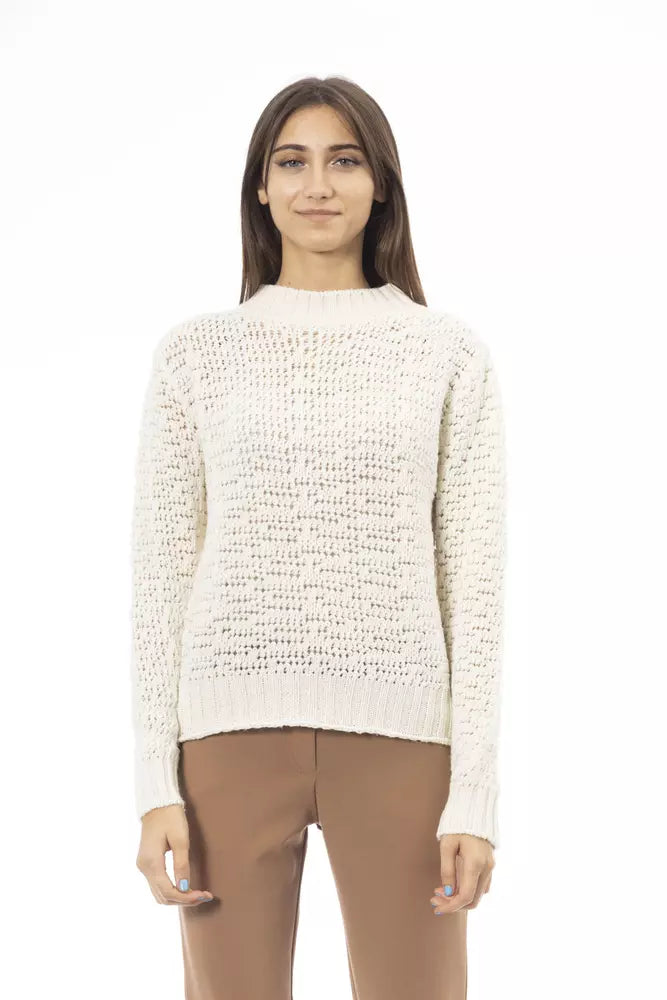 Alpha Studio White Polyamide Women Sweater Glossy Satin Silk