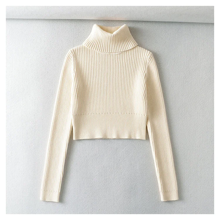American retro high neck sweater with exposed navel and high waist 7351 Silk Blend Satin Velvet American retro high neck sweater with exposed navel and high waist 7351 Silk Blend Satin Velvet