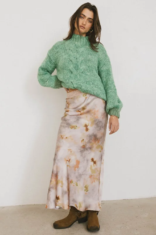 Anastasia Knit Sweater in Green Rayon Fabric Velvet Fabric Corduroy Fabric