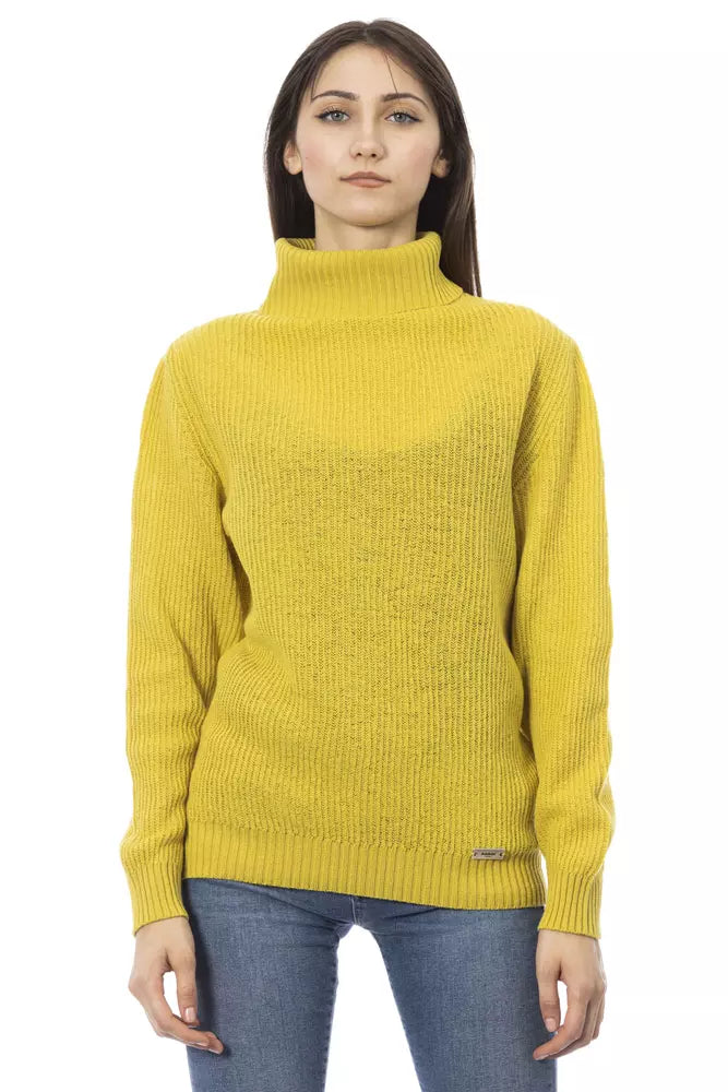 Baldinini Trend Yellow Wool Women Sweater Cotton Fabric Linen Fabric Terry Fabric