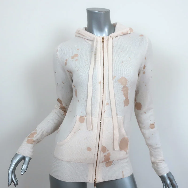 Brodie Cashmere Gold Foil Zip-Up Hoodie Sweater Cream Size Small Plaid Sweater Polka Dot Checkered Brodie Cashmere Gold Foil Zip-Up Hoodie Sweater Cream Size Small Plaid Sweater Polka Dot Checkered