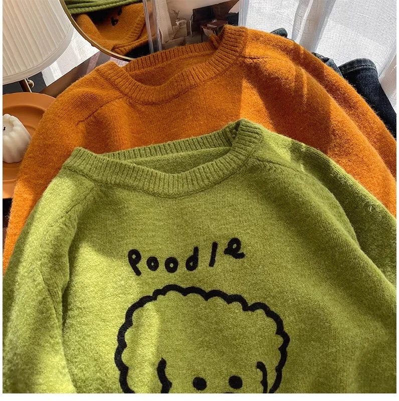 cartoon embroidered round neck sweater for women sweet design sweater      S4820 Graphic Sweater Embroidered Appliqued