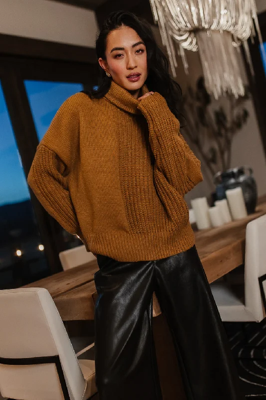 Catherine Turtleneck Sweater in Brown - FINAL SALE Beaded Sweater Sequined Faux Fur