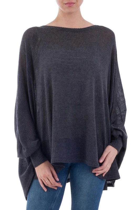 Charcoal Breeze Bohemian Drape Sweater Jersey Fabric Tulle Fabric Batik Fabric
