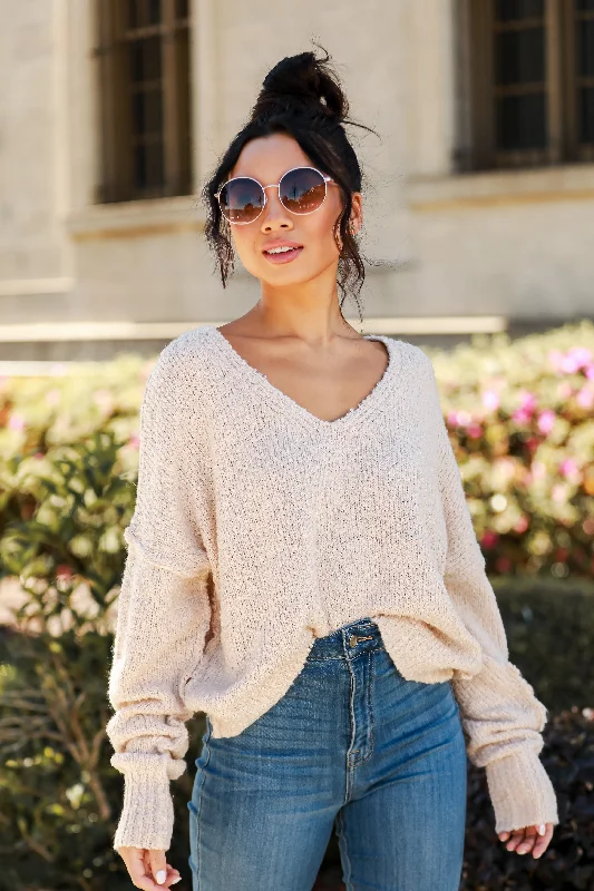 FINAL SALE - Charming Purpose Cream Oversized Sweater Modern Contemporary Chic