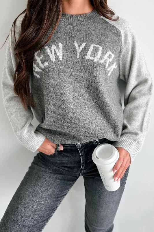City That Never Sleeps "New York" Sweater (Charcoal/Grey) Jersey Fabric Tulle Fabric Batik Fabric City That Never Sleeps "New York" Sweater (Charcoal/Grey) Jersey Fabric Tulle Fabric Batik Fabric