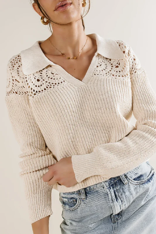 Crochet Collared Sweater - FINAL SALE Terry Terry Cloth Terry Knit