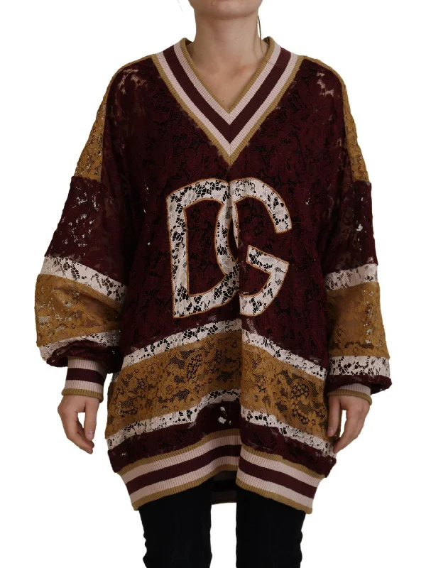 Dolce & Gabbana Multicolor V-Neck Pullover Sweater Lightweight Heavyweight Midweight Dolce & Gabbana Multicolor V-Neck Pullover Sweater Lightweight Heavyweight Midweight