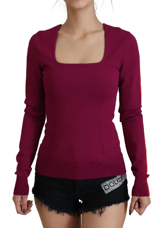 Dolce & Gabbana Multicolor Square Neck Pullover Sweater Neon Metallic Matte