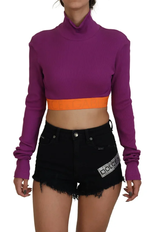 Dolce & Gabbana Elegant Purple Turtle Neck Pullover Sweater Fitted Loose Oversized